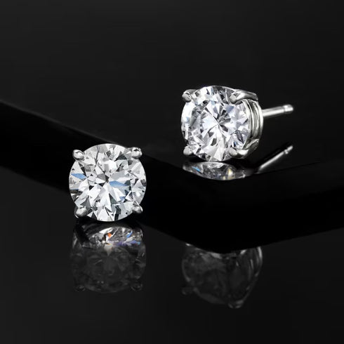 Brilliant Cut 18K White Gold Plated Cubic Zirconia Men Women Solitaire Earrings